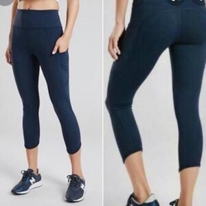 Athleta Womens High Rise All in Up For Anything Crop Leggings Constellation Blue